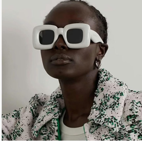 NWT VANLINKER Cute Square Inflated white retro Sunglasses - Picture 2 of 5